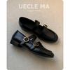 Cowhide version~ retro round head buckle with flat sole shoes women's new British temperament leather shoes Mary Jane shoes