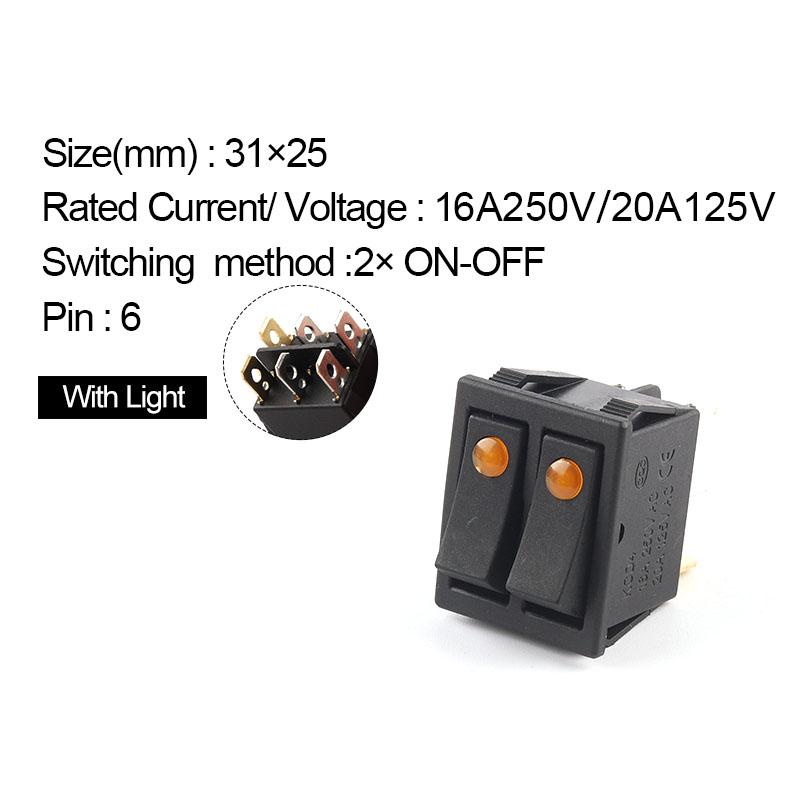1 шт. двойной кнопочный переключатель света 31*25 мм 6-контактный 2/3-позиционный переключатель питания лодки ВКЛ-ВЫКЛ/ВКЛ-ВЫКЛ-ВКЛ 16A/250V 20A/125V KCD4