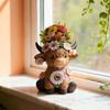 Yousheng Highland Cow Vase Cute Cow And Flower Resin Vase Decorative Planter Without Drain Hole for Plants Flowers Home Outdoor Indoor Decor