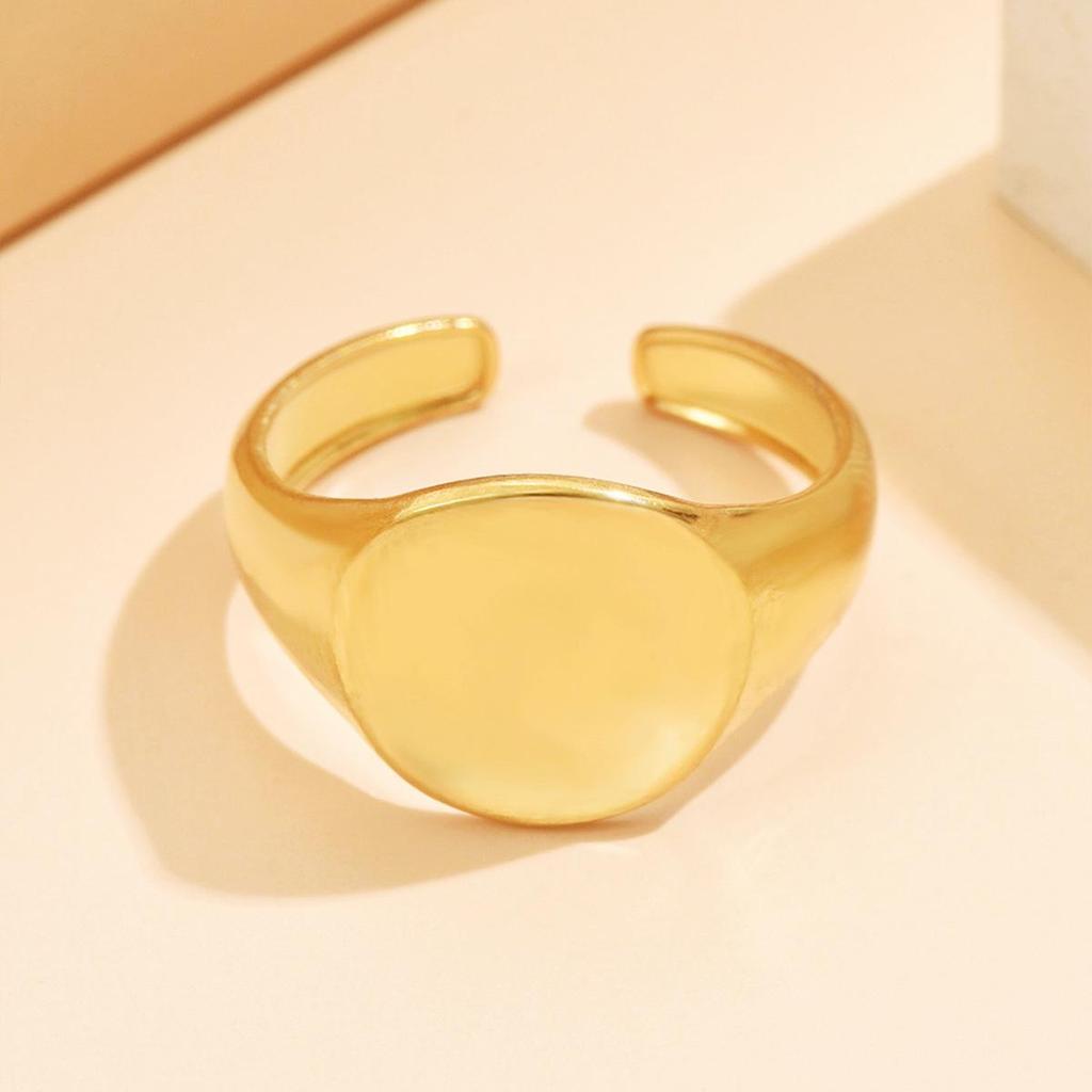 Геометрическое Гладкое Кольцо из Нержавеющей Стали 18K Золота для Женщин - Невыцветающее, Простое Украшение в Стиле Ins