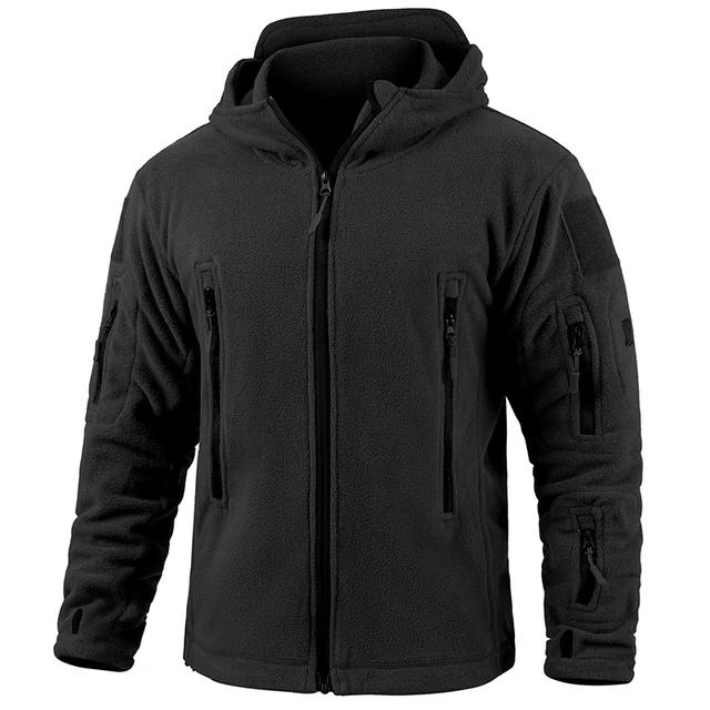 Men's Warm Tactical Fleece Jacket Zip Up Thicken Polar Hoodie Winter Outdoor Sport Hiking Hooded Coat Pocket