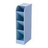 Inclined Pen Holder 4 Grid Multifunction Plastic Desk Stationery Holder Storage Box for Office Blue
