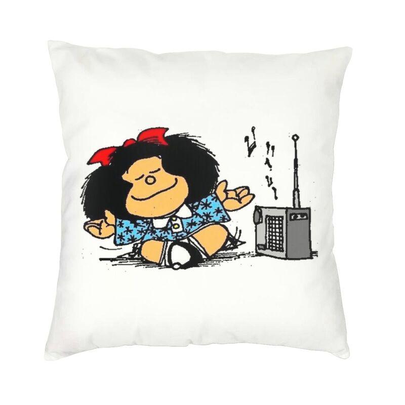 Happy Mafalda Square Pillow Cover Decoration Argentina Manga Quino Comic Cushion Cover Throw Pillow Sofa Doublesided Printing