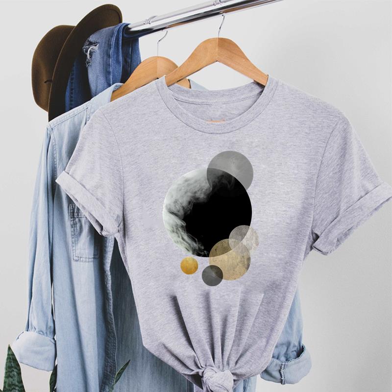 Милая футболка с акварельным геометрическим рисунком 90-х годов, модная футболка, стиль одежды, тренд, повседневная женская футболка с коротким рукавом и принтом, женская футболка с рисунком