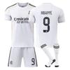 Подростки Дети Взрослые Индивидуальное Имя Футбольные Комплекты 25/26 Реал Мадрид Домашний #9 Мбаппе Спортивный Тренировочный Комплект Формы с Носками