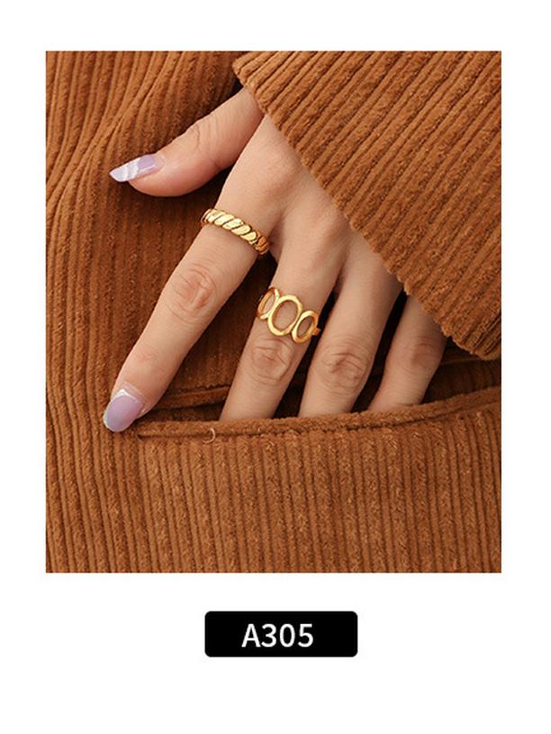 Французские ретро геометрические кольца для пары из нержавеющей стали с 18-каратным золотым покрытием - нишевый INS стиль