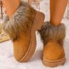 Women's Faux Fur Flat Snow Boots Winter Thick Sole Chunky Platform Ankle Boots  Plus Size Warm Comfort Non Slip Cotton Boots