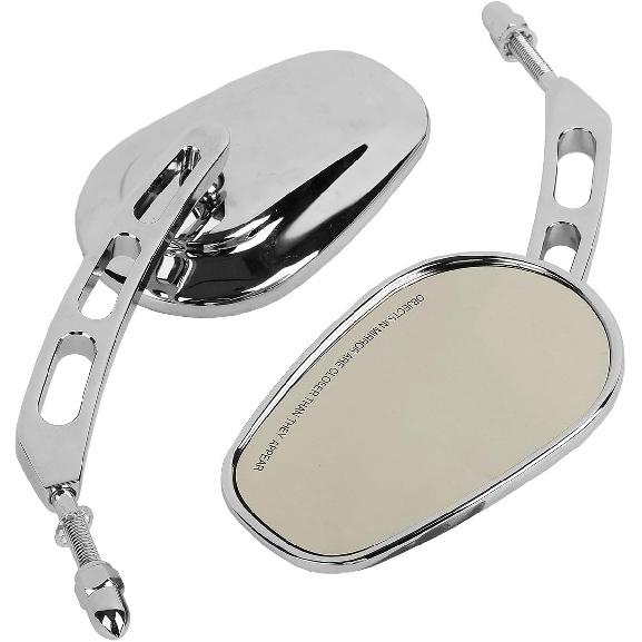 WOWTK Chrome L & R 8Mm Rear View Mirrors Fit For Harley FLSTC FXDB Dyna FXDF FLSTF