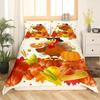 Turkey Three-Piece Quilt Cover 3D Digital Printing Bedding Autumn Pumpkin Maple Leaf Bed Cover