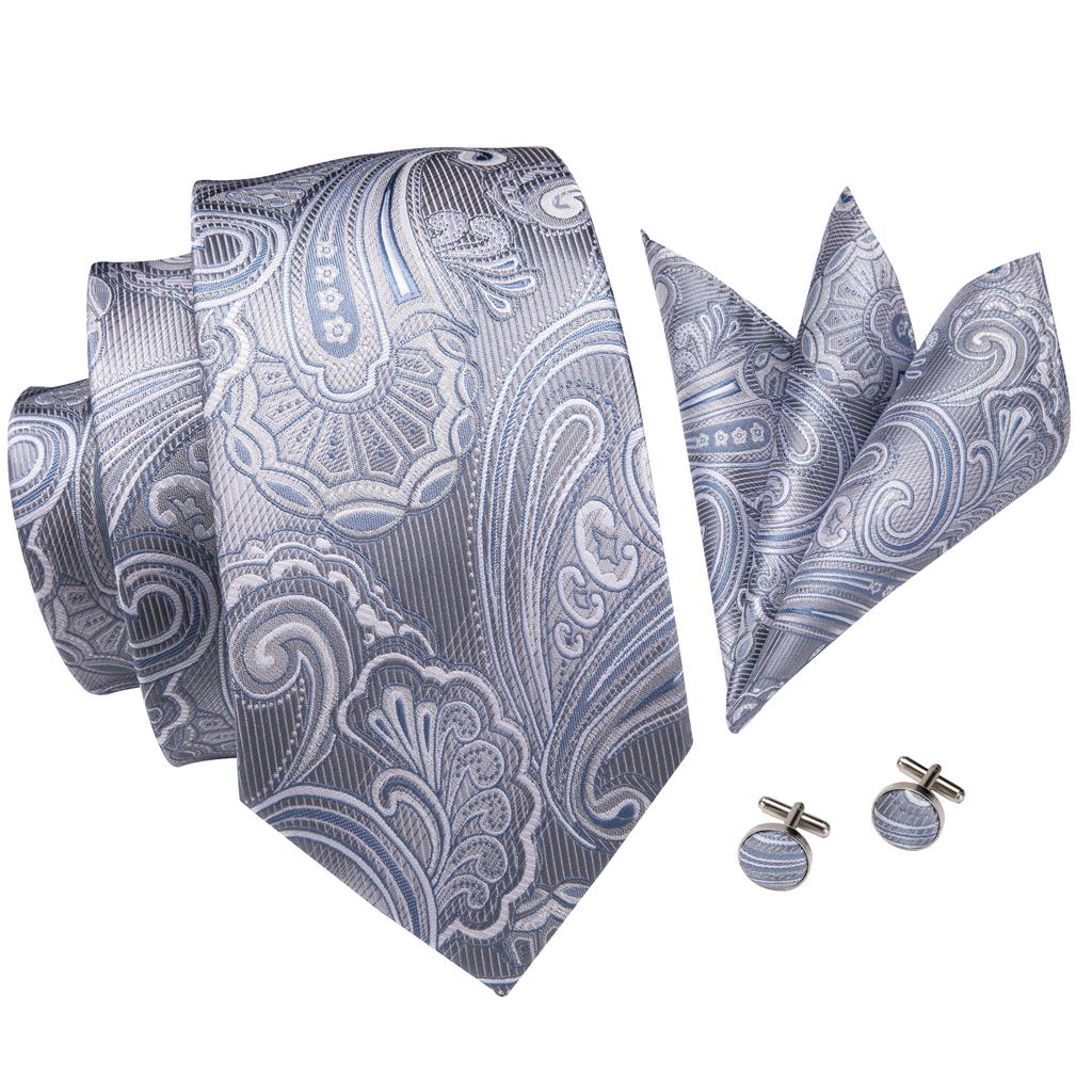 Hi-Tie Мужской галстук с узором пейсли, жаккардовый тканый шелковый галстук, носовой платок, запонки, набор для свадьбы, деловой вечеринки