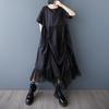 Short Sleeve Plus Size Black Vintage New In Dresses for Women Casual Loose Long Summer Dress