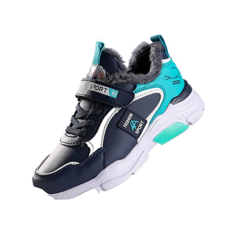 Детская спортивная обувь флисовые теплые хлопковые туфли 2025 осень и зима нескользящая мягкая подошва ученики начальной школы средние и дети старшего возраста толстые