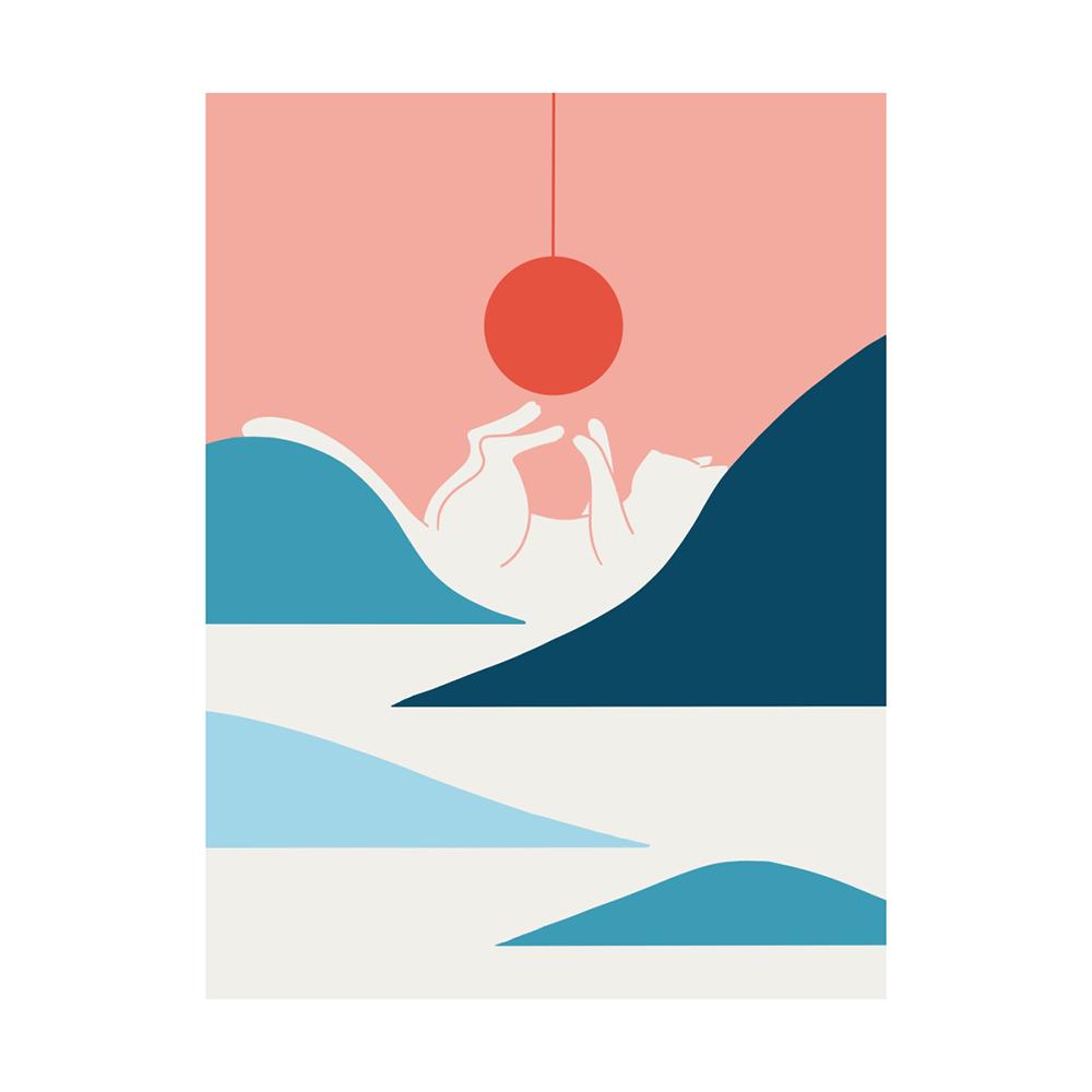 Abstract Animal Cat Landscape Wall Art Poster And Print Big Wave Canvas Painting Mountain Sun Picture For Living Room Home Decor No Frame