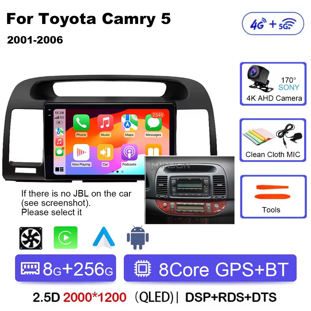 Qualcomm Car Radio Android 14 Wireless Car Play для Toyota Camry 5 2002 2003 2004-2006 Autoradio Multimedia Автомобильное автомобильное радио