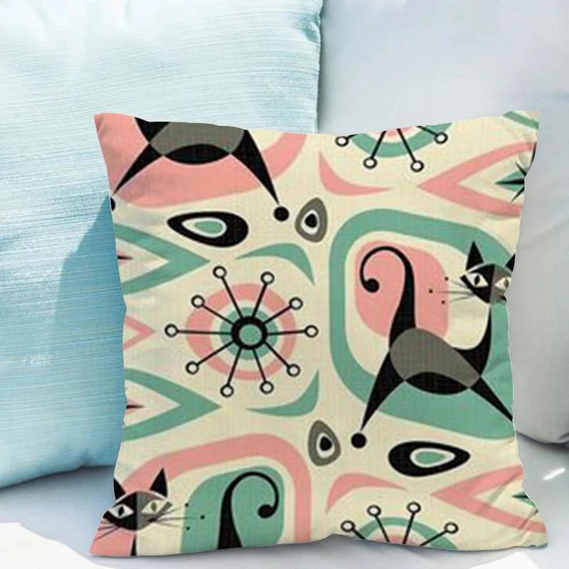 Halloween Black Cat Pillowcase 45*45 Sofa Cushion Cover 40x40 Double-sided Printing Throw Pillow Covers Decorative Short Plush