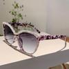 Rhinestone Shine Design Sunglasses Fashion Cat Eye Women Grey Sun Glasses Trendy Decoration Shades for Party