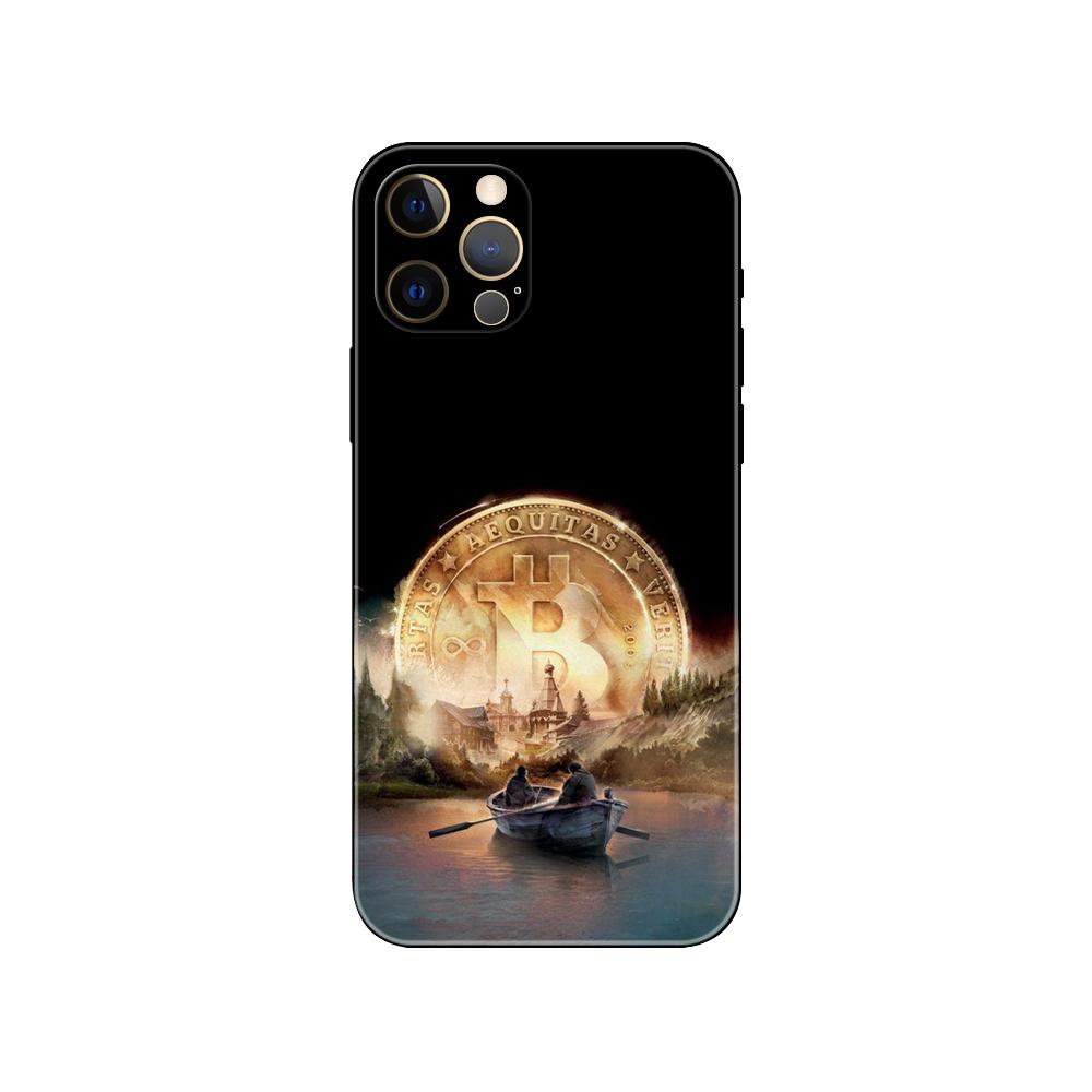 Черный чехол из ТПУ для iPhone 5 5S SE 2020 6 6S 7 8 plus x 10 XR XS 11 12 13 mini pro MAX задняя крышка биткойн