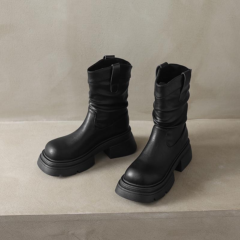 Модный дизайнер винтажные женские полусапоги до середины икры модные слипоны короткие ботильоны женские лаконичные толстые каблуки largas ботильоны