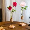 Plant Propagation Station Wooden Stand with Glass Test Tube Vase Desktop Hydroponic Planter for Home Office Decor Floral Arrangements