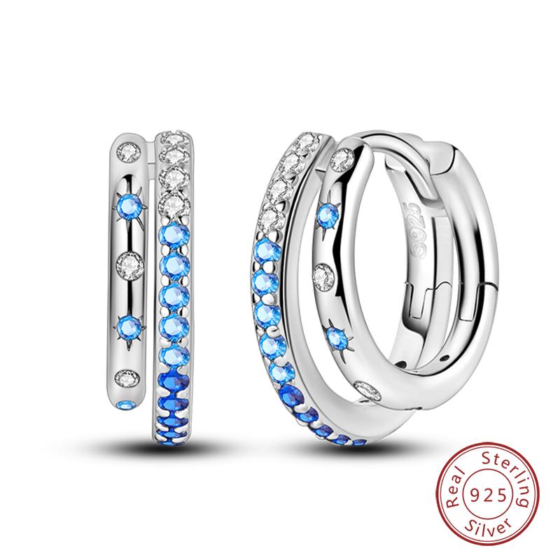 Серьги-тюльпаны из стерлингового серебра 925 пробы для женщин, двойные серьги-кольца в виде бабочки из кубического циркония, изящные помолвочные украшения