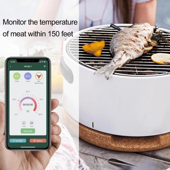Зонд для барбекю, термометр, Bluetooth-совместимый, быстрое время отклика, полное мобильное приложение для пищевых соков и рецептов, пищевой термометр для гриля