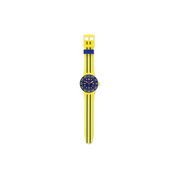 Swatch Кварцевый механизм Профессиональные дайверские часы 44 мм Синий циферблат Пластиковый корпус Силиконовый ремешок Женские часы SUUJ400