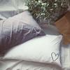 1pc Heart Embroidery Pillowcases White/Grey Cotton Pillow Cover for Mr Mrs Couple Bed Sleeping