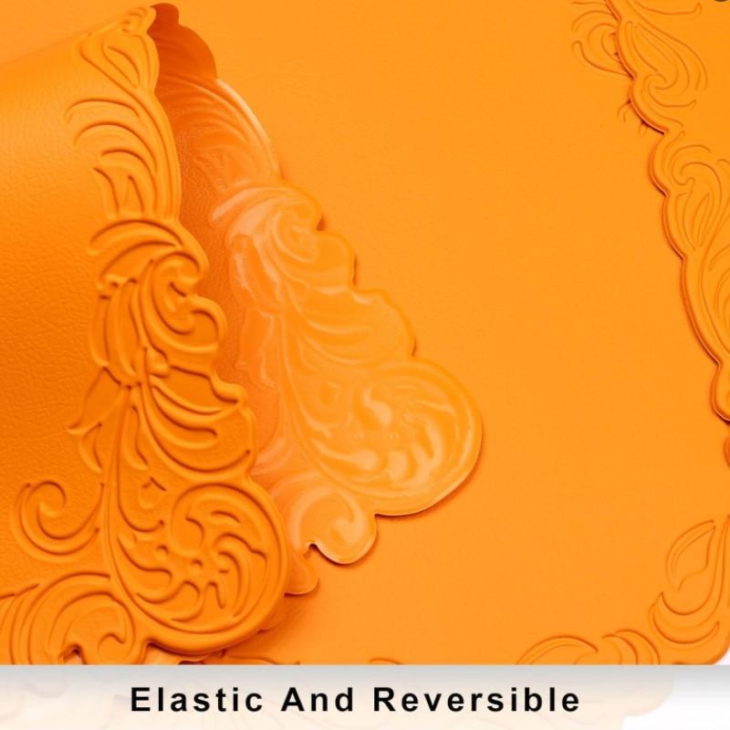 1/4/6PCS Square Placemats Shaped Faux Leather Table Mats Pad Kitchen Accessories Outdoor Indoor Christmas Place Mats Pad Orange