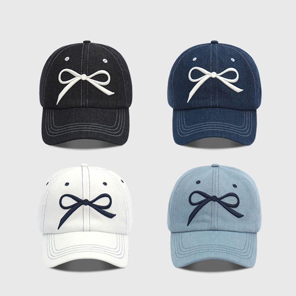 Casual Embroidery Baseball Hat Adjustable Women's Peaked Cap Fashion Bow Baseball Cap  Teenagers