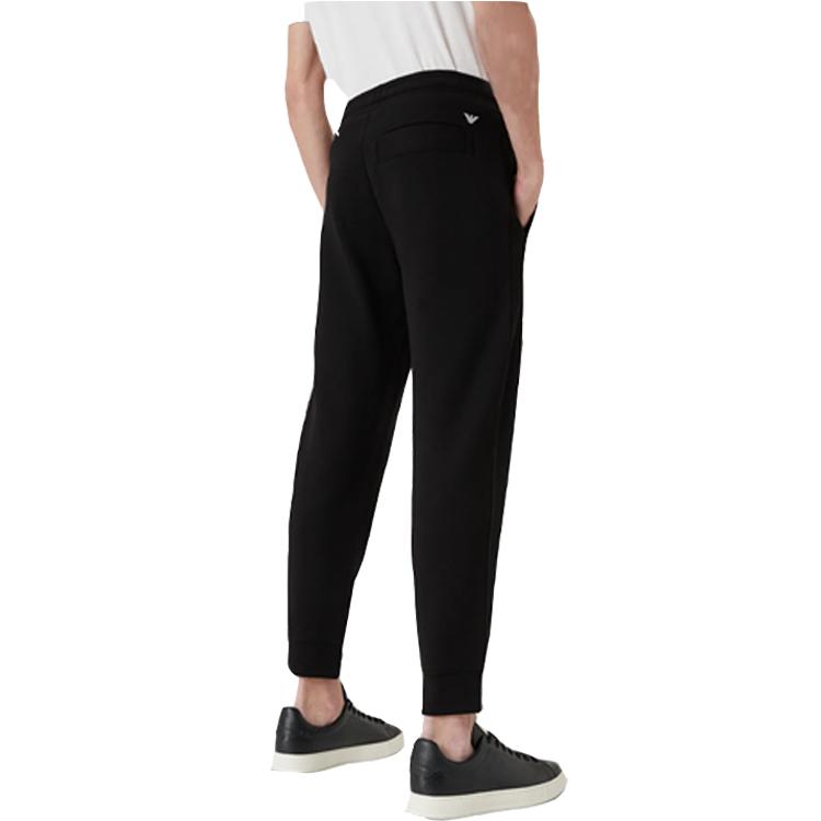 Emporio Armani FW22 Базовые Однотонные Повседневные Трикотажные Джоггеры с Высокой Талией и Манжетами Мужские Брюки Черные 8N1PS91-JRIZ1-0999