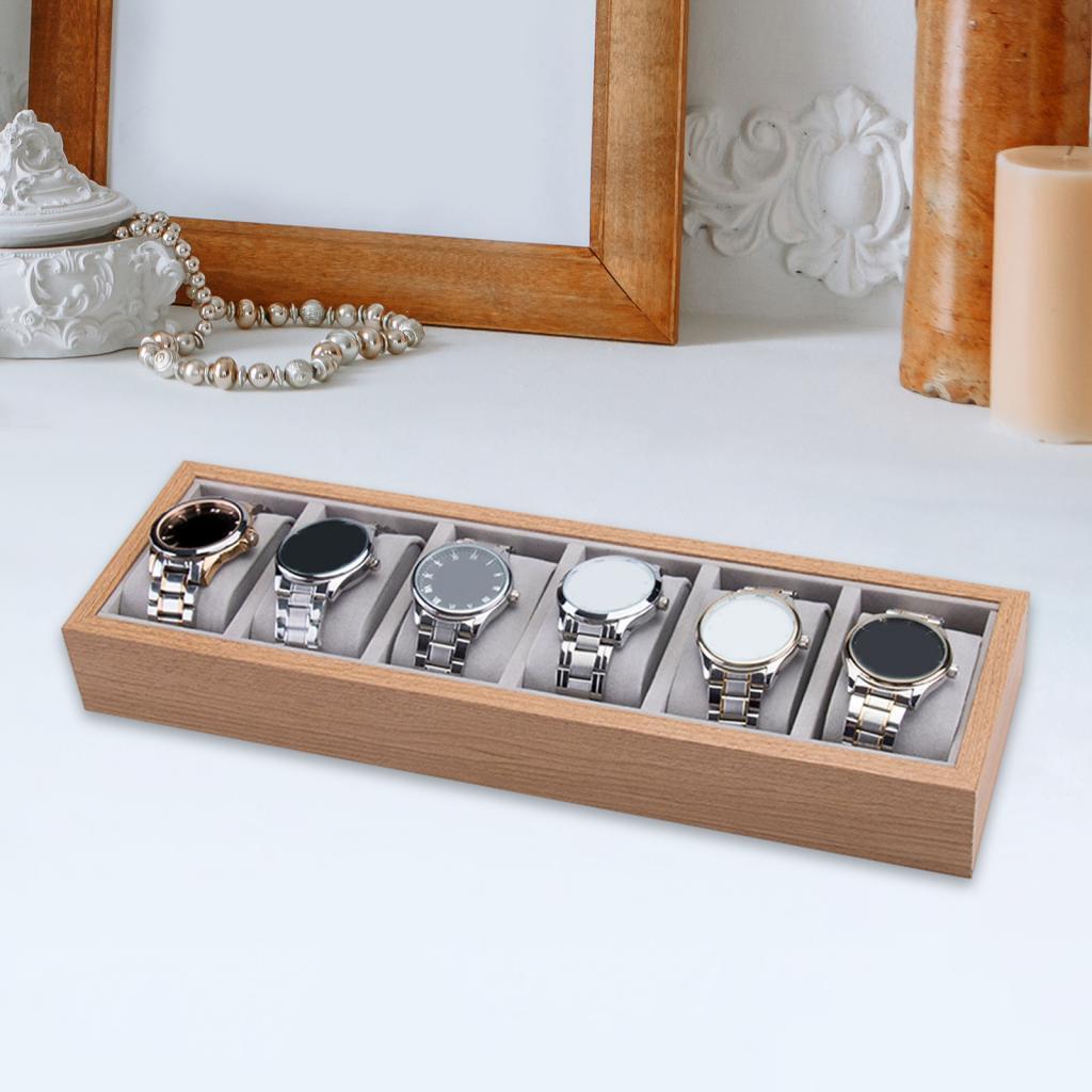 6 Slots Watch Organizer Tray Sales Display Jewelry Show Box Stand Showcase