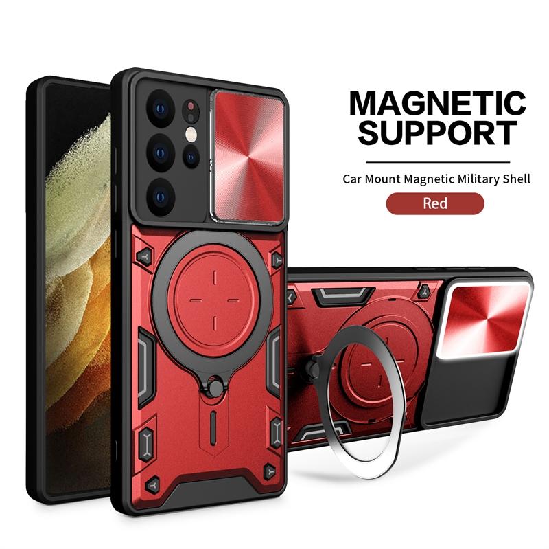 Для Samsung Galaxy S21 Ultra чехол Armor Магнитный держатель Кольцо Объектив Защитный чехол для телефона Samsung S20 S21 FE S21 + Plus задняя крышка
