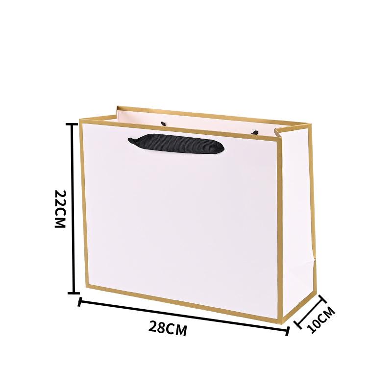 Golden Border Tote Pouches Paper Bag with Handle DIY Crafts Clothing Gift Box Sacks Black Border Birthday Christmas Wedding and Bridesmaid Gift Bags