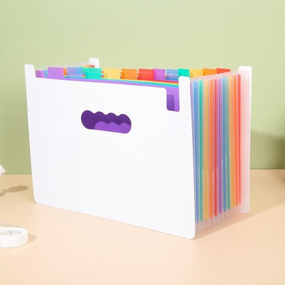13/25 Pockets Accordion File Folder A4 Document Organizer Portable Expanding File Box Student