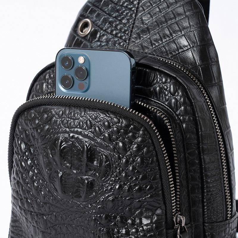 Мужская сумка-портфель из крокодиловой кожи с верхним слоем на груди, большая вместимость, модная повседневная сумка-портфель