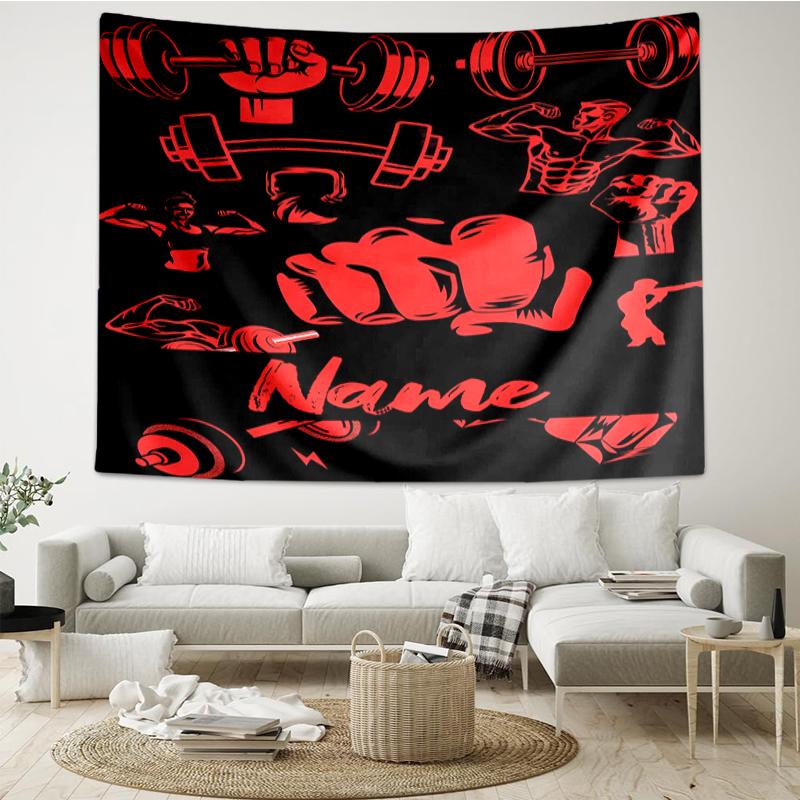 Custom Name Boxing Print Tapestry, Backdrop, Easy Setup, Ideal for Bedroom, Office & Living Room, with Aesthetic Wall Hanging Decor.