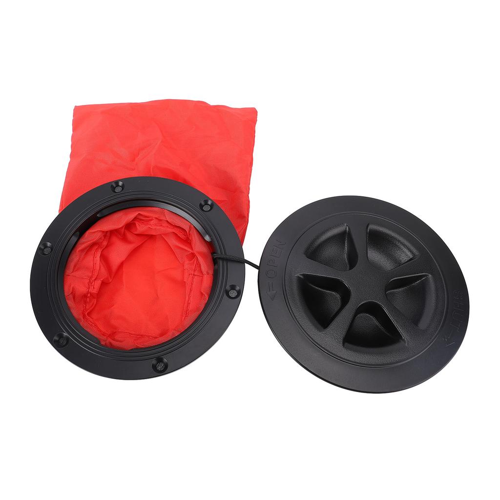 4 Inch Boat Deck Access Cover with Tool Bag Long Lasting Impact Proof Inspection Hatch Deck Plate for Marine Yacht Black