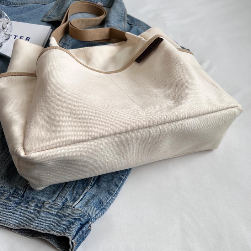 Большая вместительная холщовая сумка-тоут, женская сумка, студенческая сумка через плечо для студентов колледжа