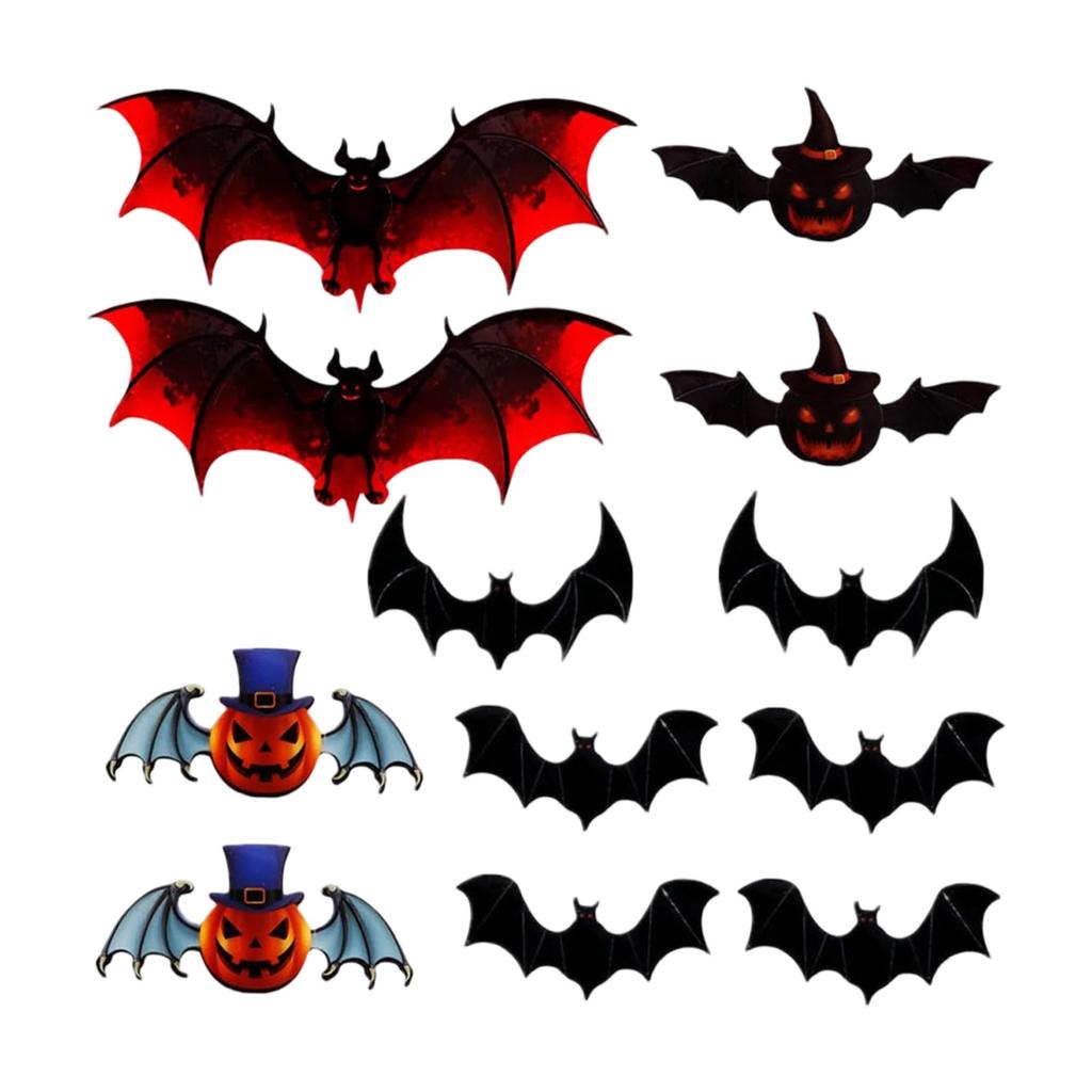 12 Pieces Of Colorful Three-DimensionalBat Halloween Sticker Decoration Stickers, Party Decoration Wall Stickers