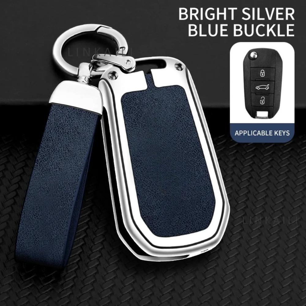 Подходит для чехла для ключа автомобиля Peugeot 3008 2023 2022 2021 2020 2019 Сплав цинка Высококачественная кожа Чехол для ключа автомобиля Пряжка Автоаксессуары