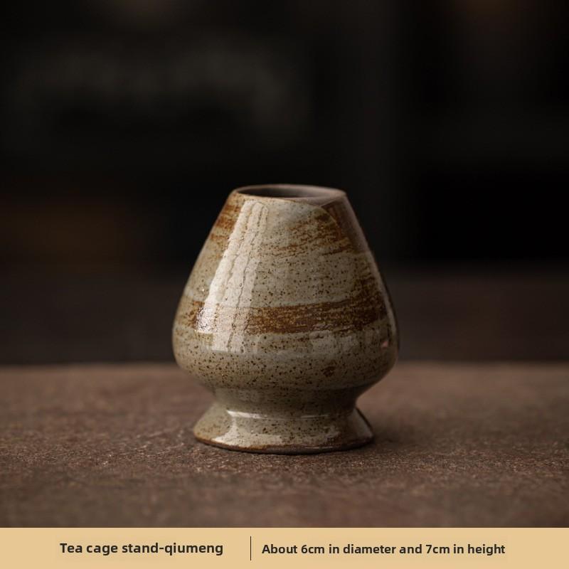 Набор бамбукового венчика для матча - Инструменты для дзен-чайной церемонии с венчиком и чашей из грубой глины, Традиционный подарок для любителей чая