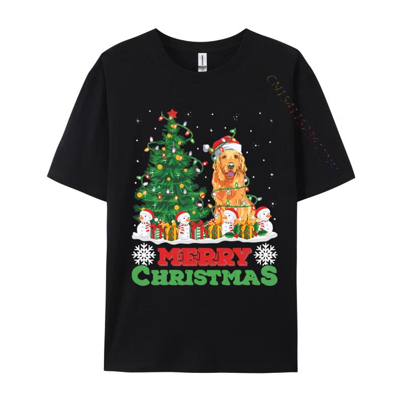 Xmas Tree Lighting Santa Golden Retri Tshirt Cotton Tees 2024 Fashion TopsTees New TShirts Male Unique Problem Solved T Shirt