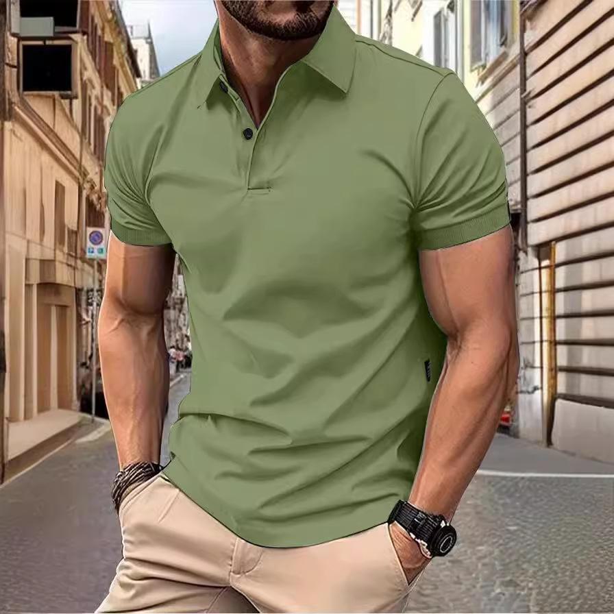 Мужские облегающие однотонные летние топы с коротким рукавом - Европейская и американская мода