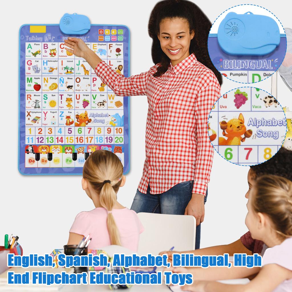 English, Spanish, Alphabet, Bilingual, High End Flipchart Educational Toys