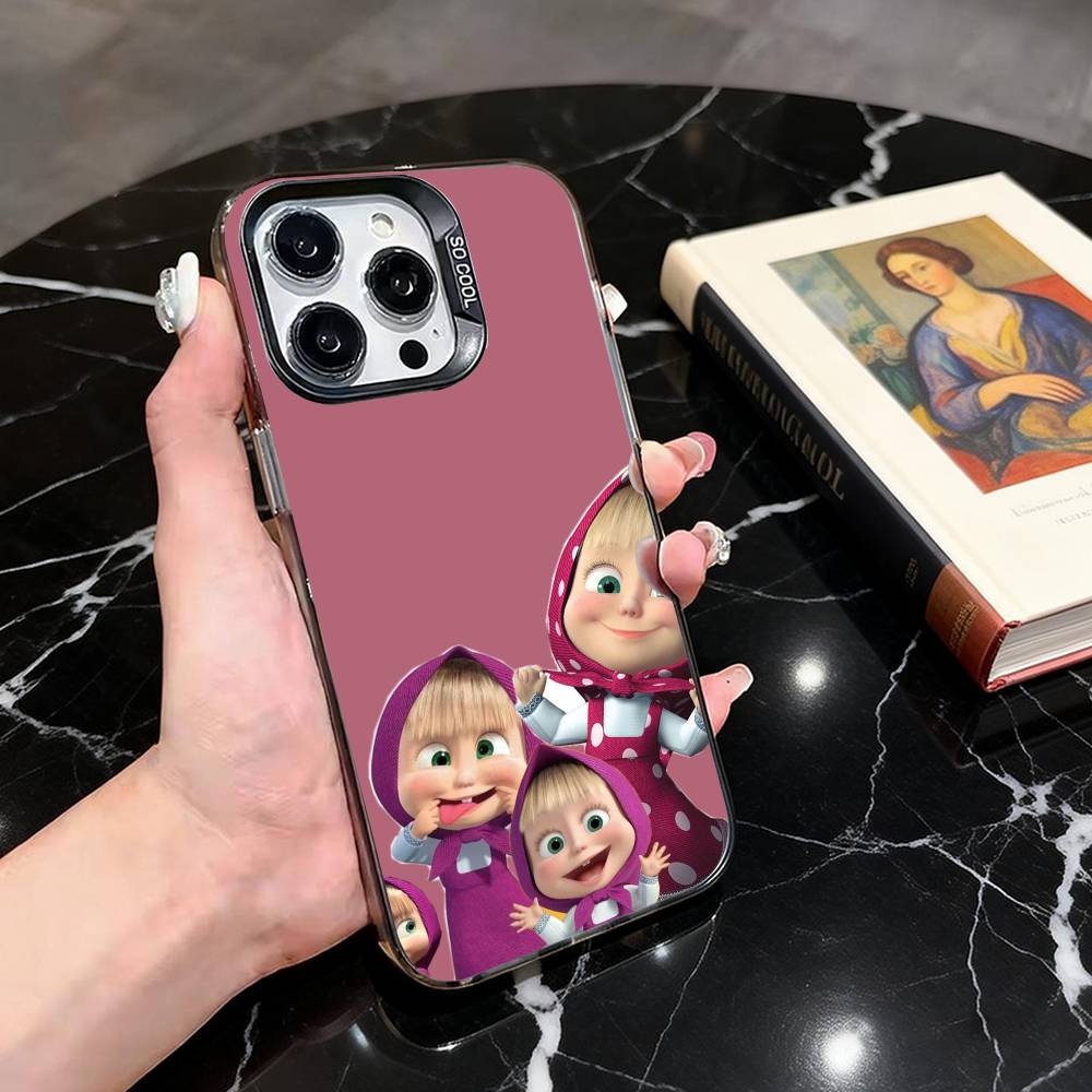 Sweet Cartoon Couple Phone Case For iPhone 17,16,15,14,13,12,11 Plus,Pro Max,XS,Colorful Silver Phone case Funda Cover