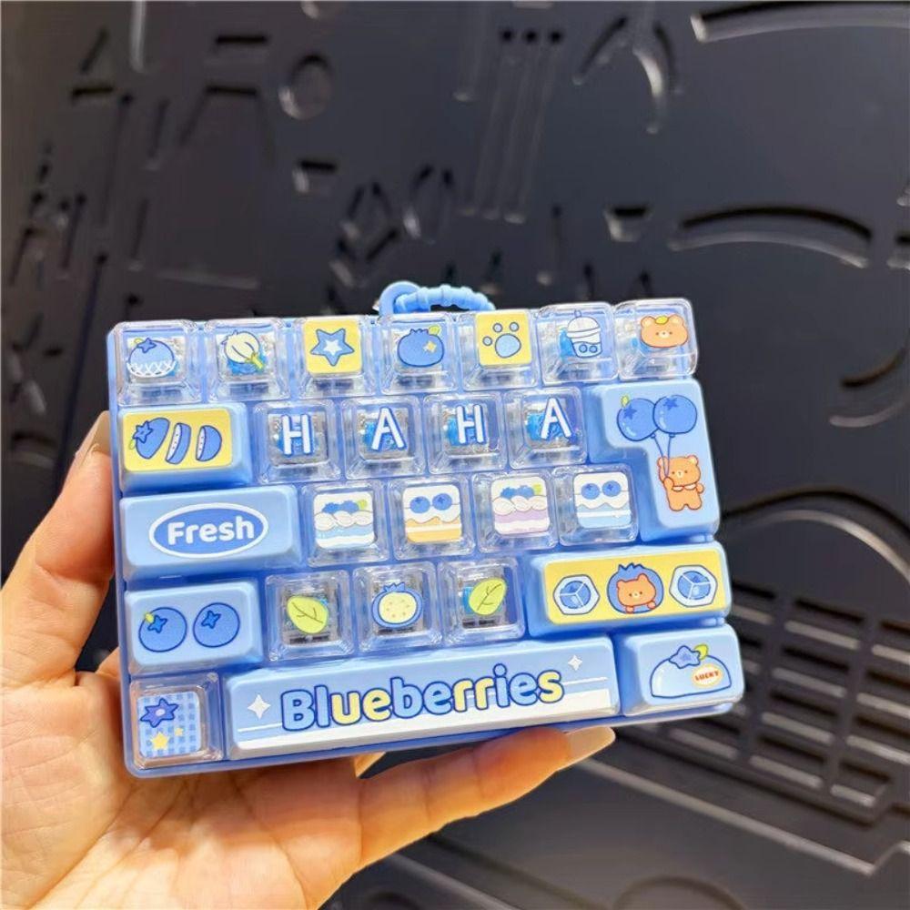 Cute Design Decompression Button Toy Transparent Dual-Tone Keyboard Keychain Kids Bag Pendant