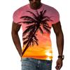 Summer Men's Fashion Personality T-shirt Palm Tree Graphic 3D Printing Handsome Casual Trend Large Size O-Neck Short-Sleeved Top