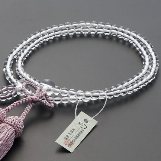 Buddhist Altar Shop Takita Shoten Buddhist Prayer Beads, Jodo Shinshu Formal Prayer Beads [Women's], Genuine Crystal, 8-inch, Silk Tassel with Head