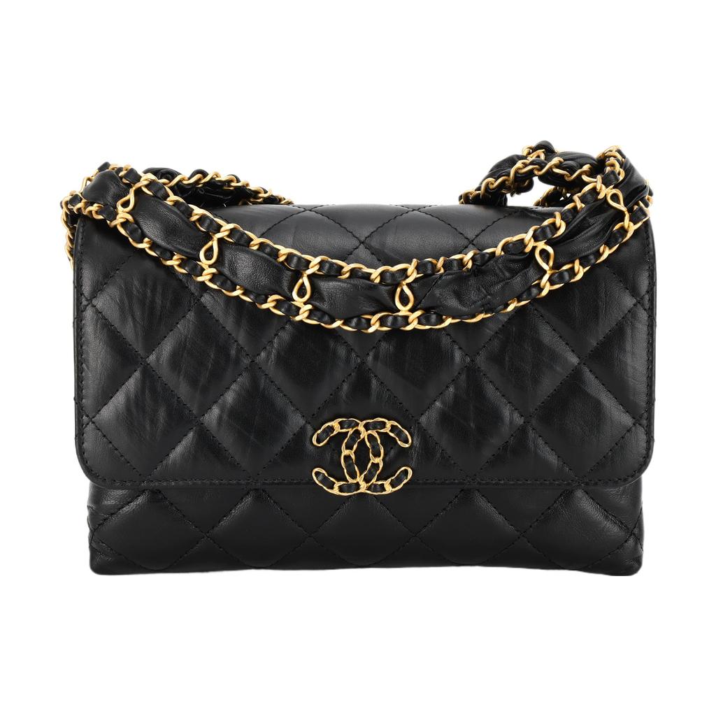 Chanel 23k 19 Хобо Линге Кожаная Цепь Швейная Кожаная Сумка Тофу Ручная Сумка На Плечо Женская Черная