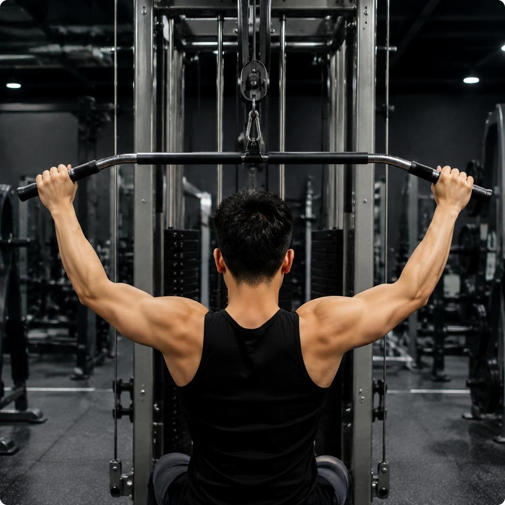 Lat Pulldown Bar with Carabiner Clip Non-Slip Curved Cable Machine Ergonomic